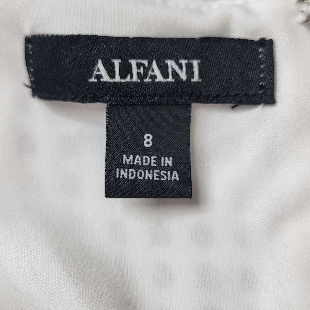 Alfani Lace Midi Dress 8 White A Line Sleeveless Fringe Trim Mothers Day New - Picture 8 of 13